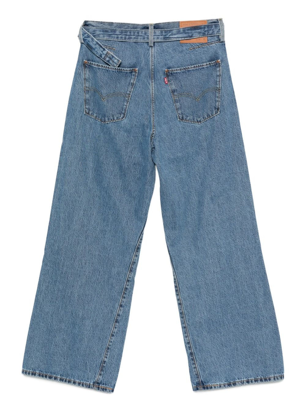 belted five-pocket denim jeans - 2