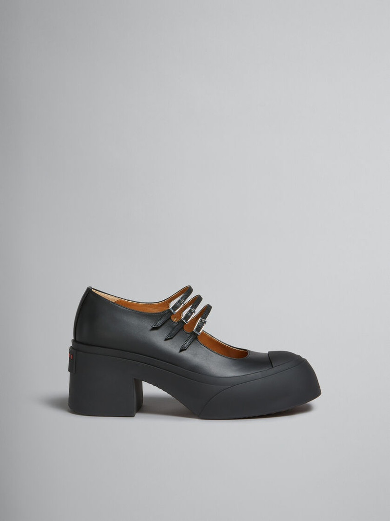 BLACK LEATHER PABLO TRIPLE-BUCKLE MARY JANE SHOE 1