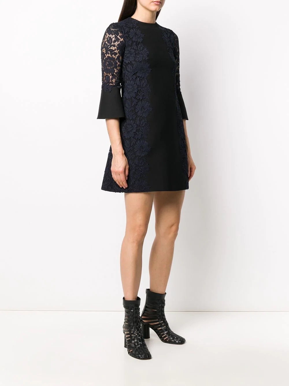 two-tone floral lace dress - 3