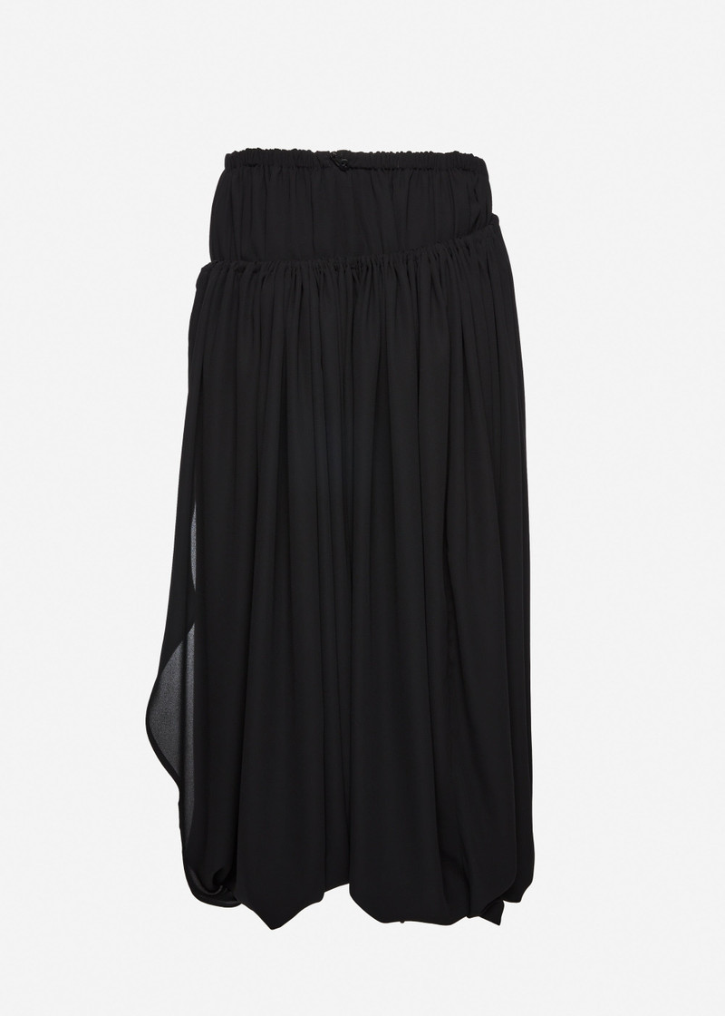 Wrap-detail midi skirt with tie fastening in black 2