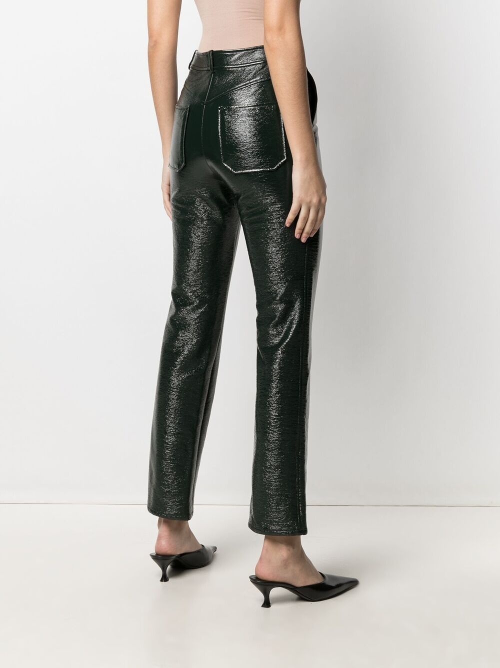 slim-cut vinyl trousers - 4