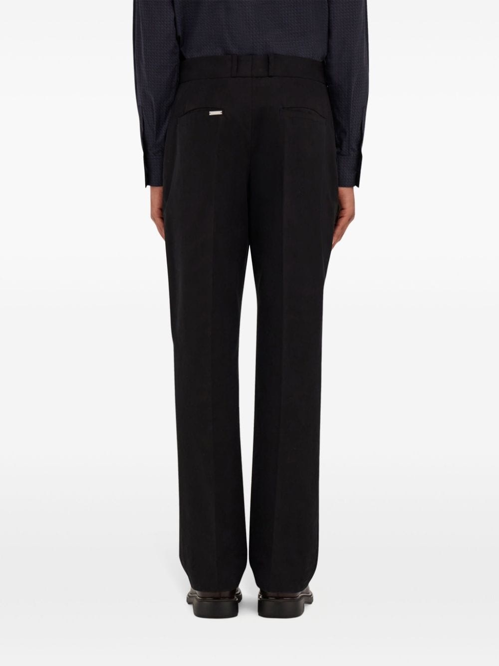 logo-tag cotton straight-leg trousers - 4