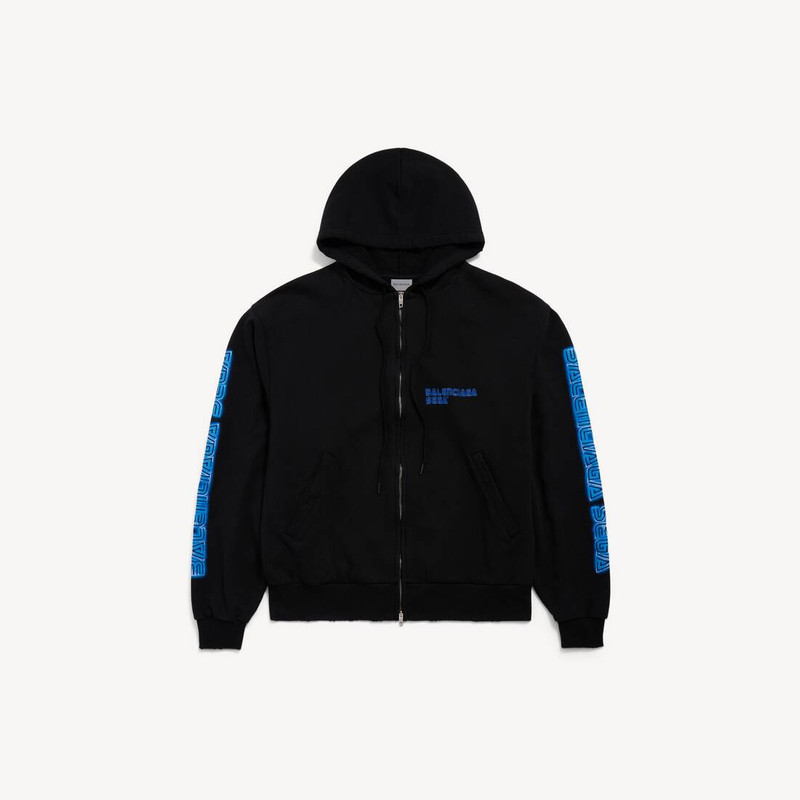 Men's Balenciaga | Sega Sonic The Hedgehog Oversized Zip-up Hoodie in Black 1