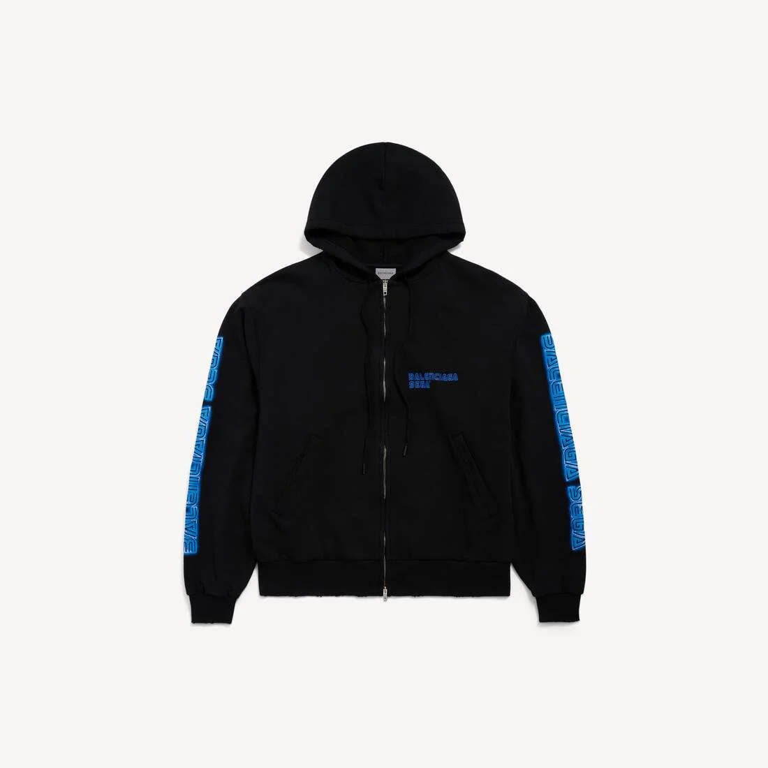 Men's Balenciaga | Sega Sonic The Hedgehog Oversized Zip-up Hoodie in Black - 1