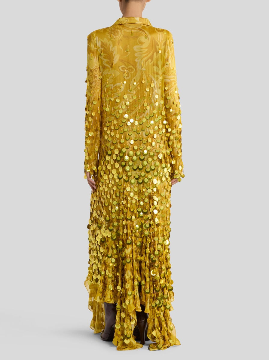 LONG SILK DRESS WITH SEQUIN EMBROIDERY - 4