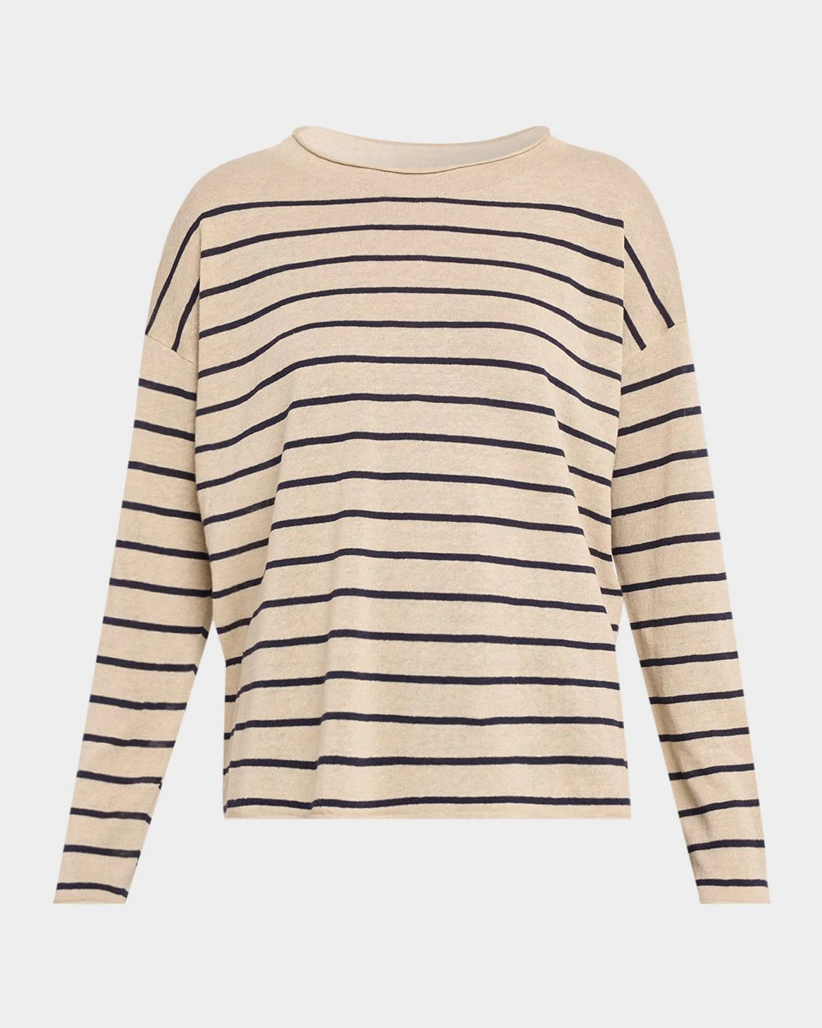 Striped Organic Linen-Organic Cotton Sweater - 1