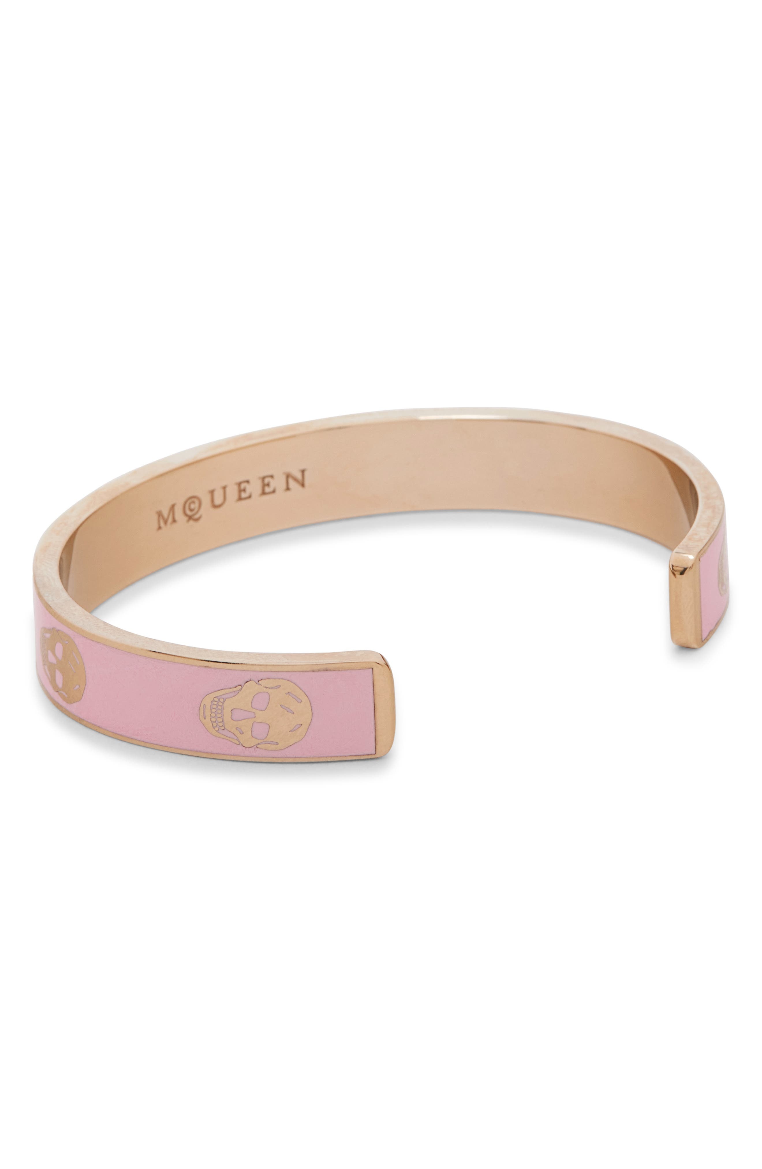 McQueen Thin Skull Enamel Cuff Bracelet in Rose/Gold at Nordstrom - 3