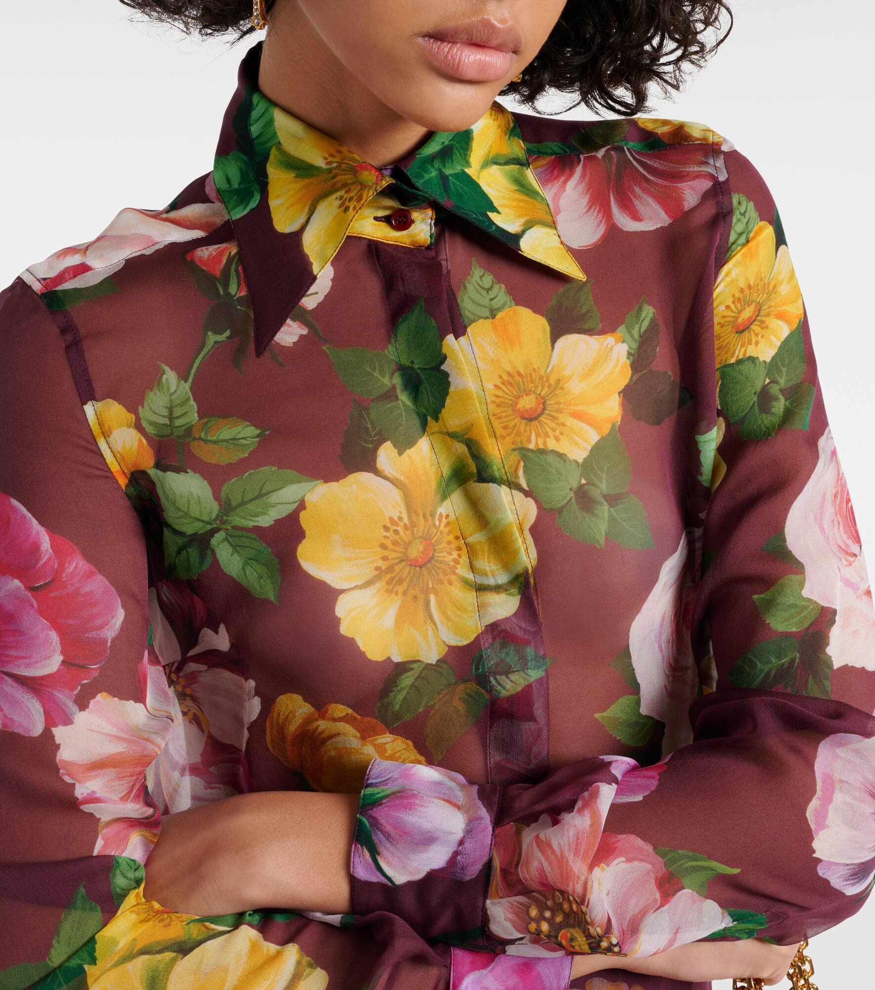 Printed silk chiffon blouse - 4