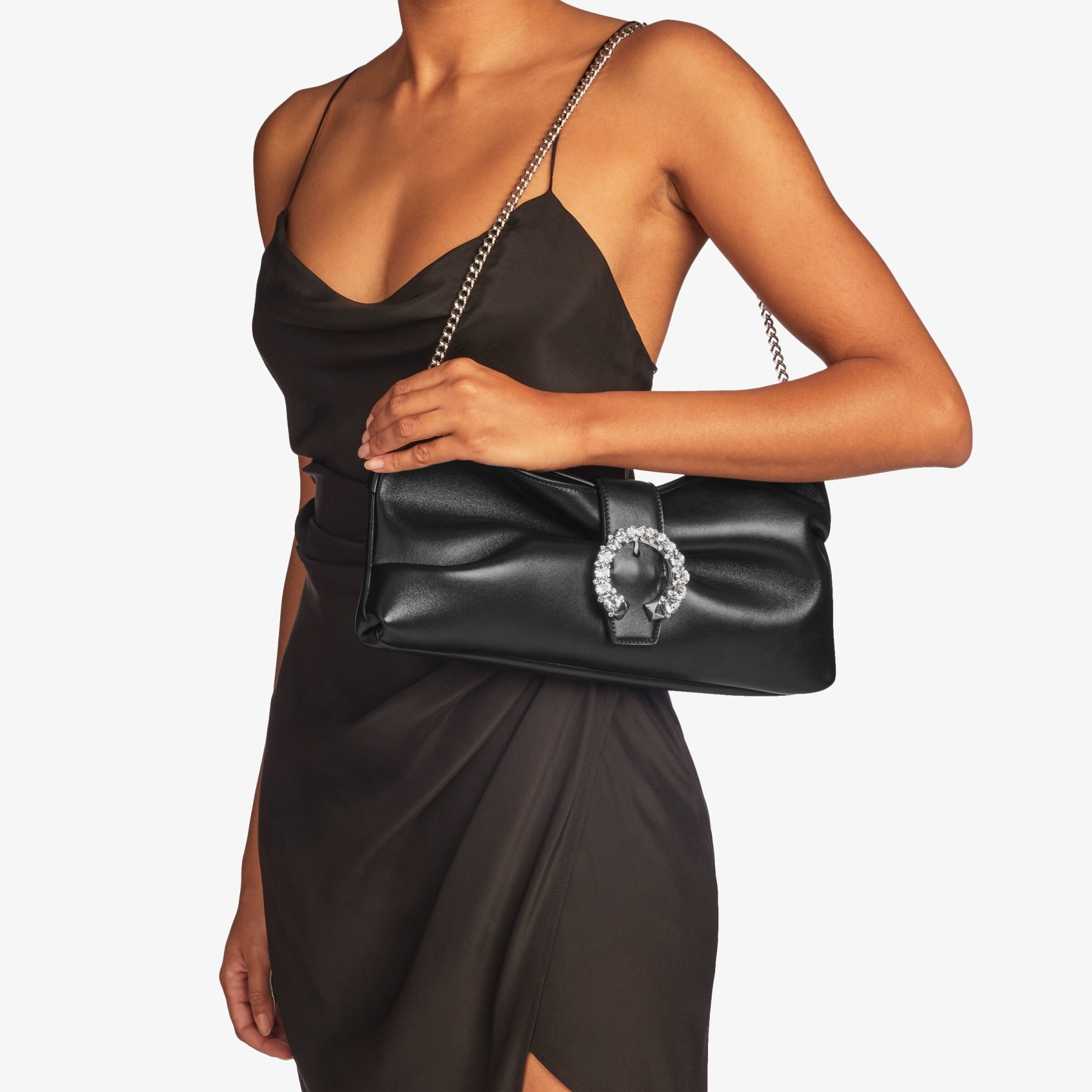 Madeline Soft Clutch
Black Nappa Clutch Bag with Crystal Buckle - 4