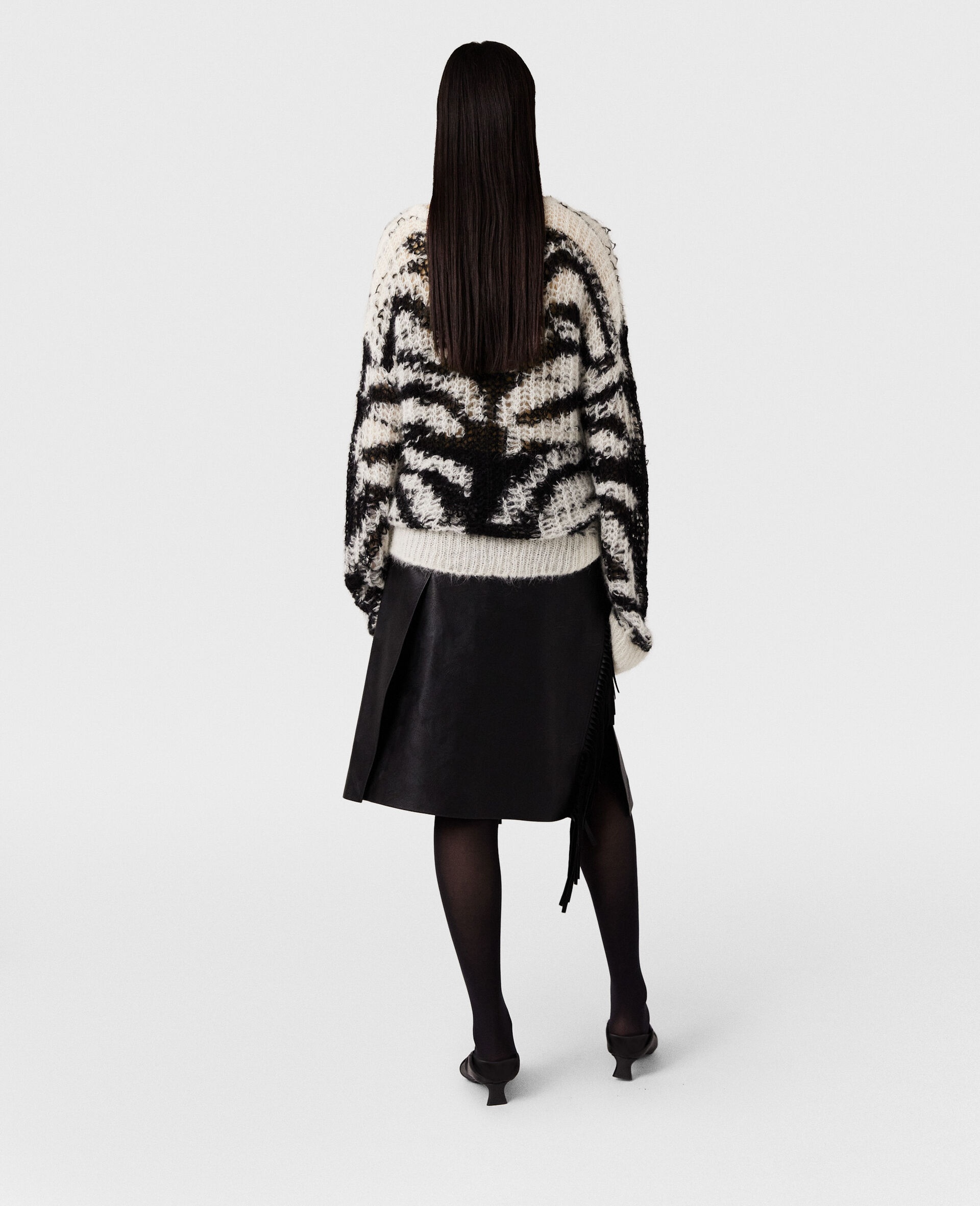 スカート Stella McCartney Fringed Alter Mat skirt (630109SJB14 1000) Stella Mccartney Fringed Alter Mat Skirt With Side Closure