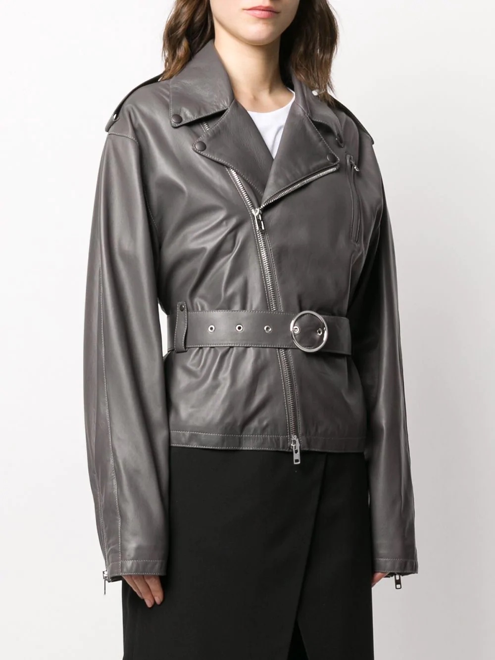 belted leather jacket - 3