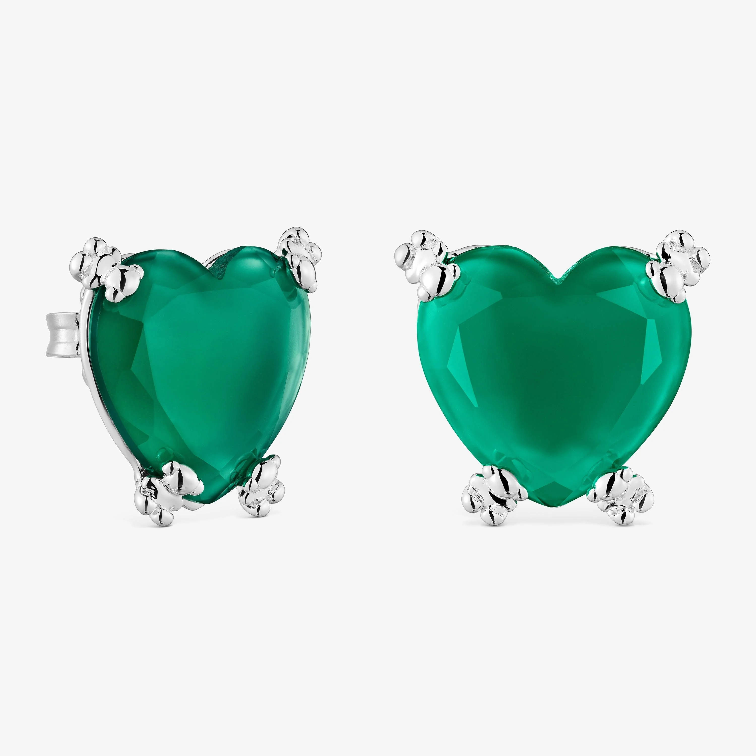 Silver Color Pills Heart earrings with treated chalcedony - 1