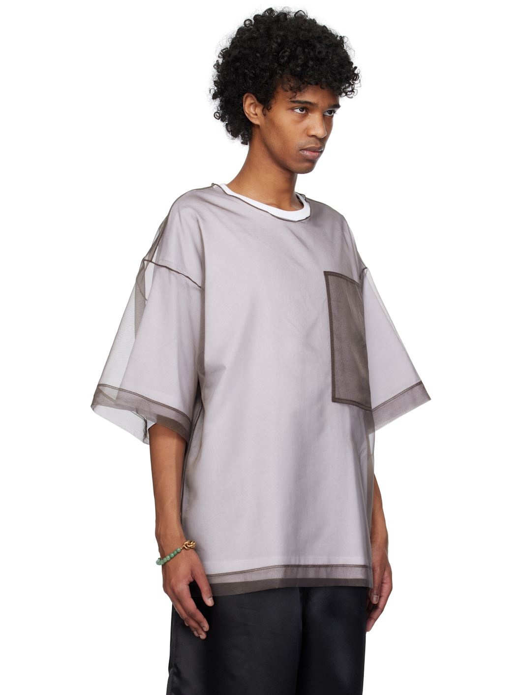 White Sheer Overlay T-shirt - 2