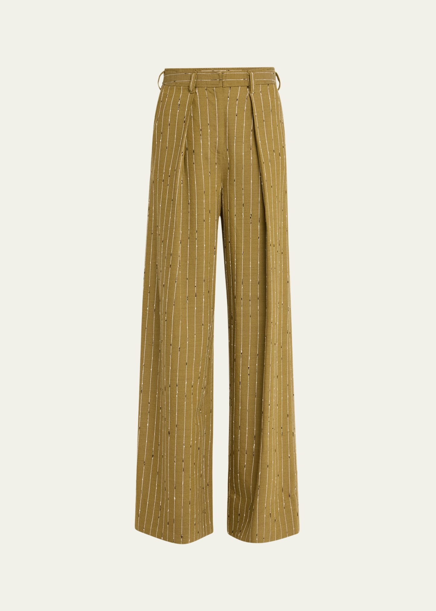 Sylvie Wide-Leg Pinstripe Pants - 1