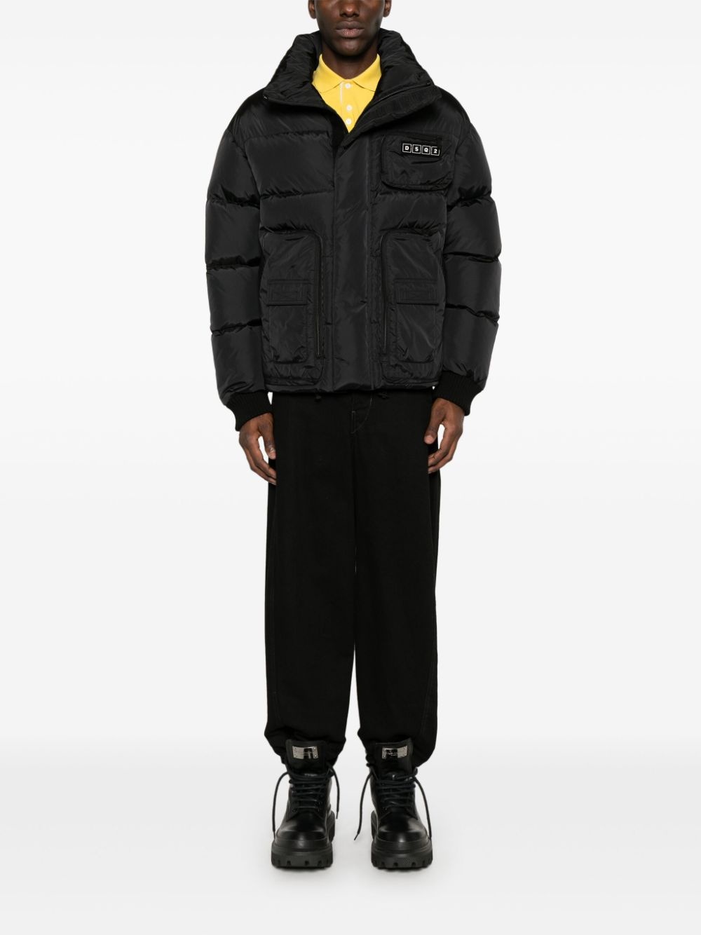 logo-appliquéd puffer jacket - 2