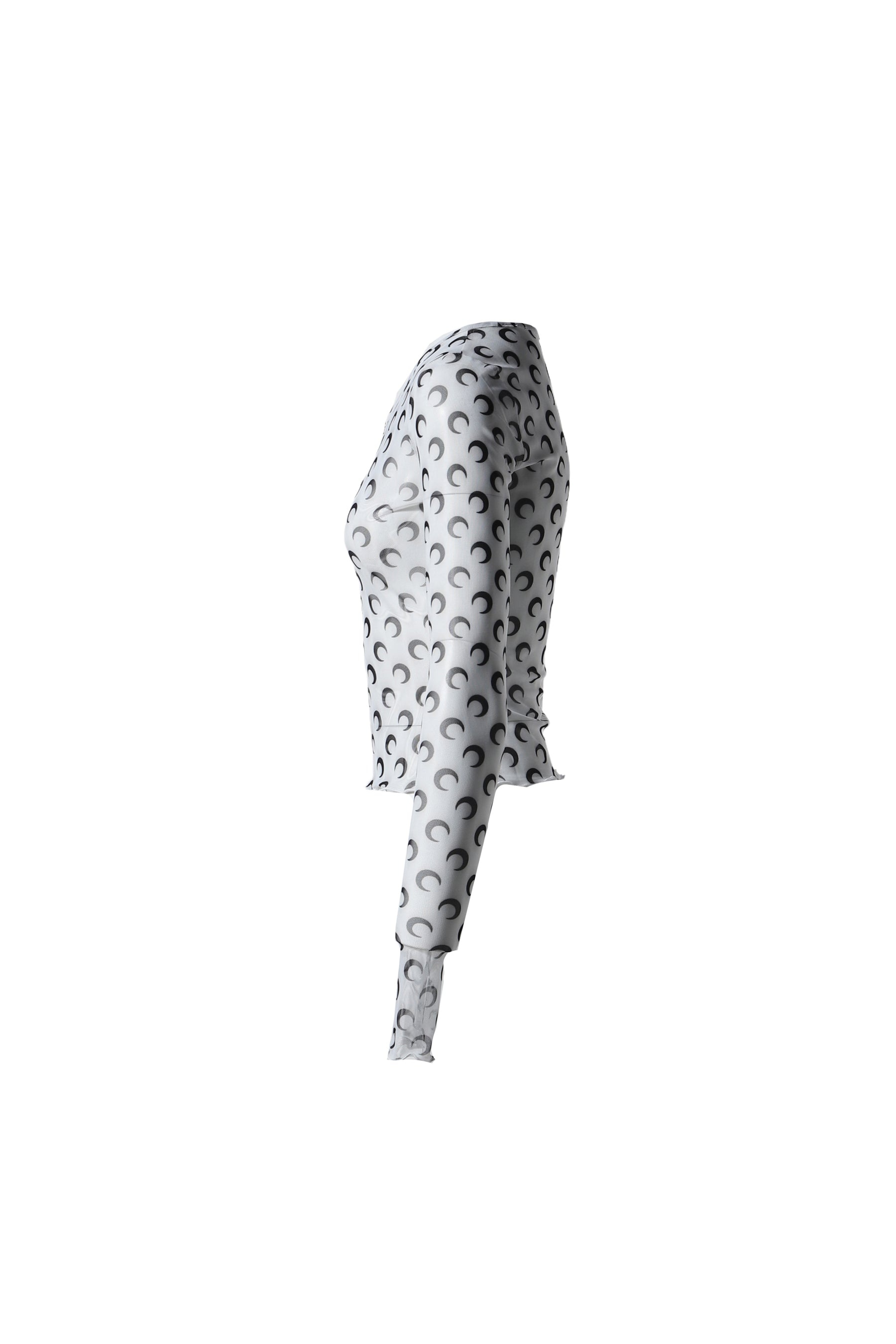 MOON PRINTED MESH SECOND SKIN CROPPED TOP / WHT - 3