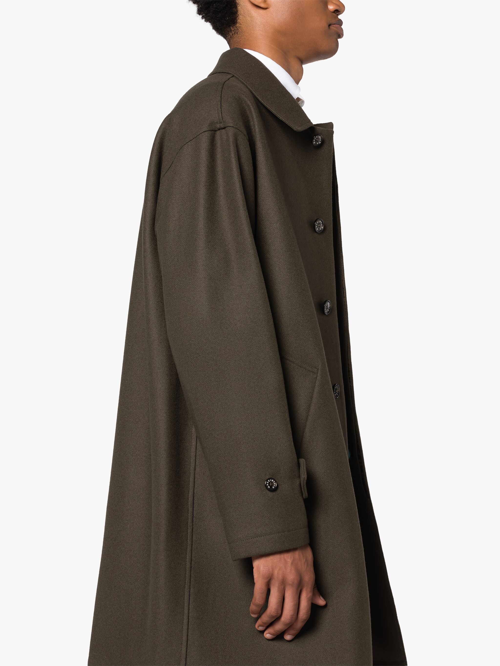 SOHO DARK OLIVE WOOL OVERCOAT - 5