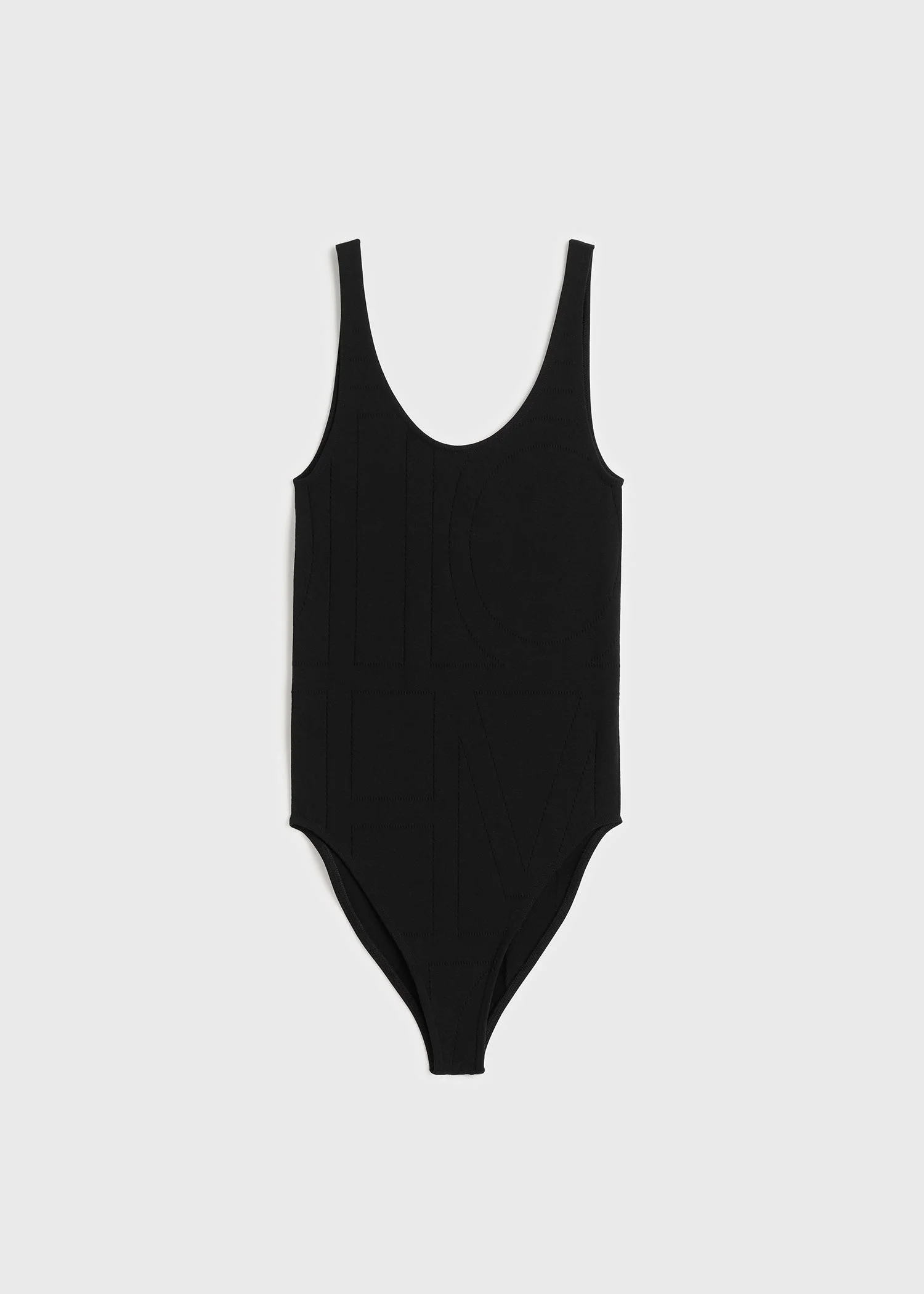 Monogram pointelle knit swimsuit washed black - 1