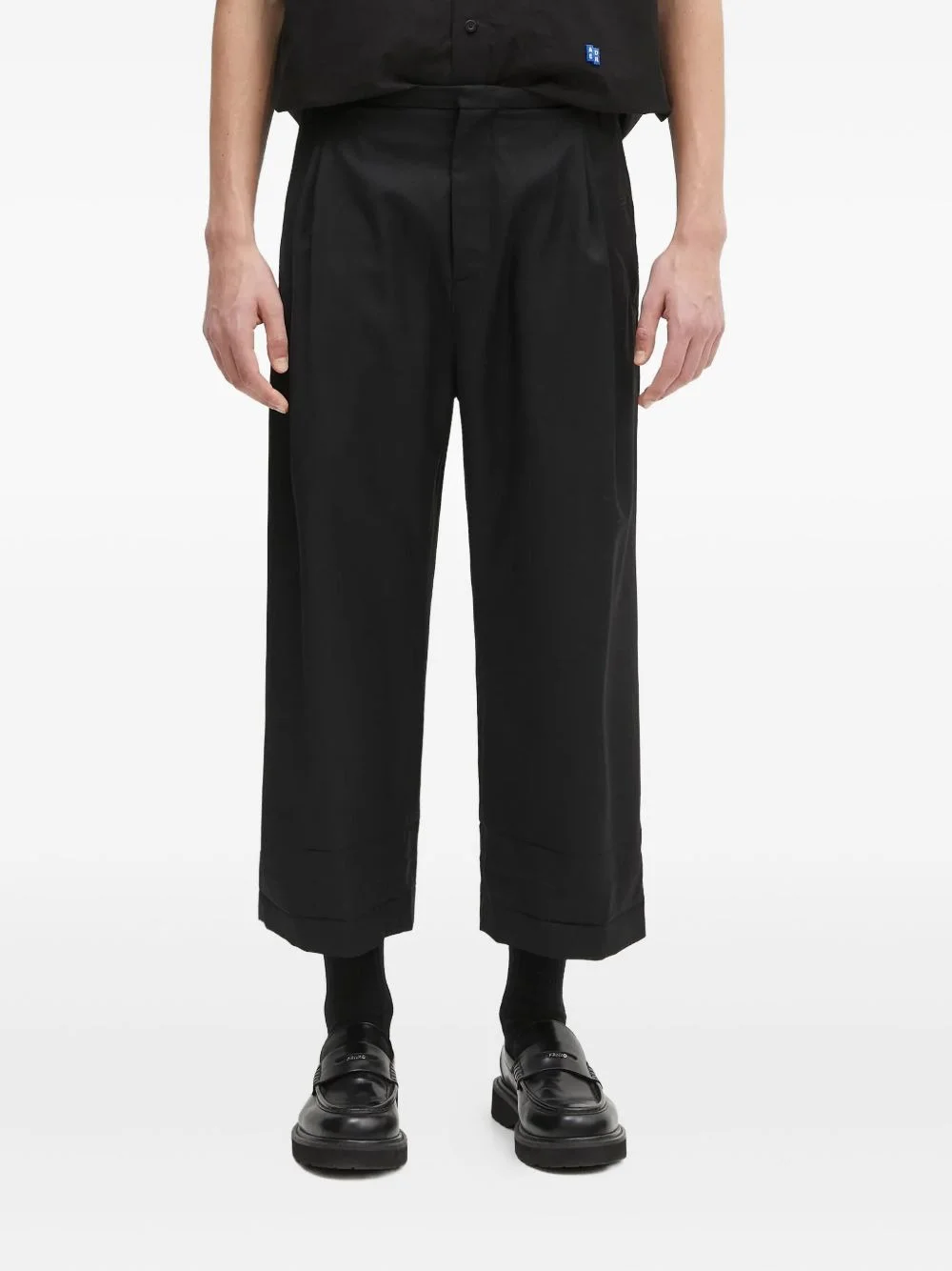 pleat-detailed cuffed trousers - 1