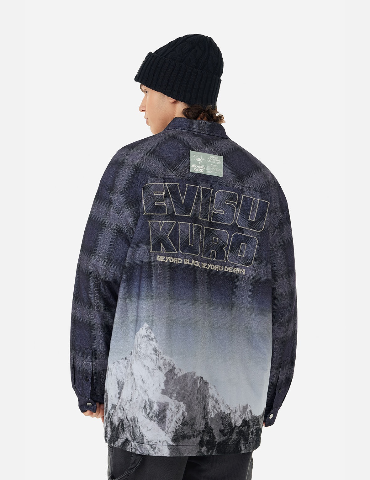 Flannel Check with Snow Mountian Print Relax Fit Shirt Jacket - 6