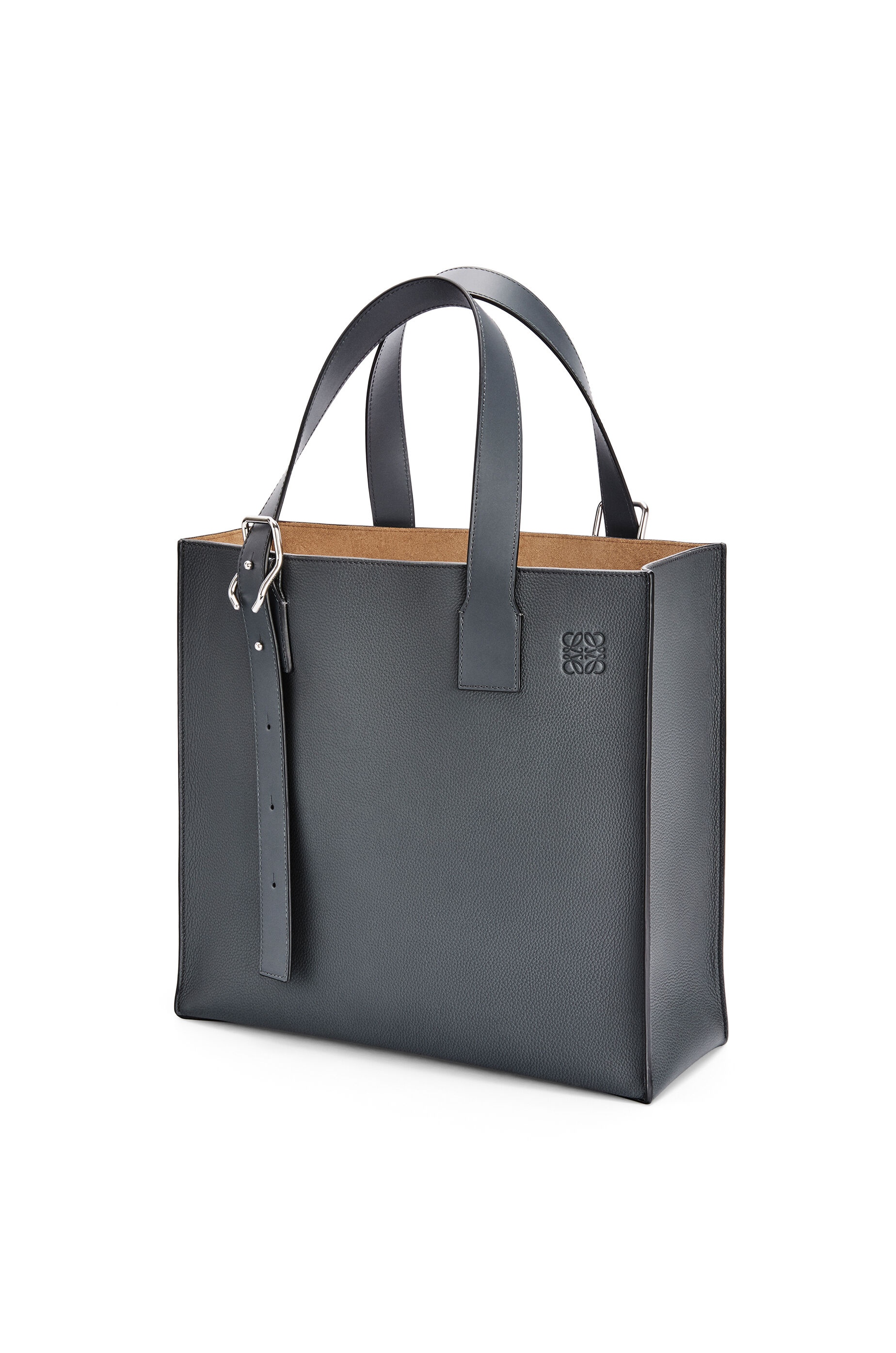 Buckle tote bag in soft grained calfskin - 3