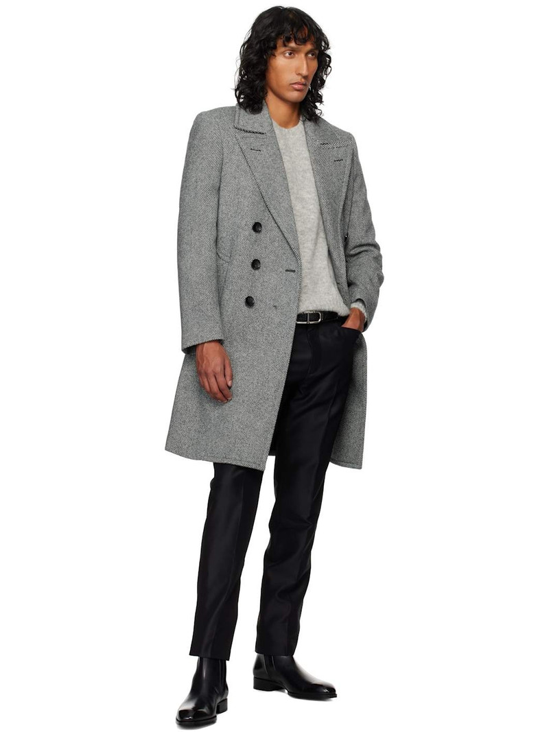 TOM FORD Black & White Graphic Twill Coat outlook