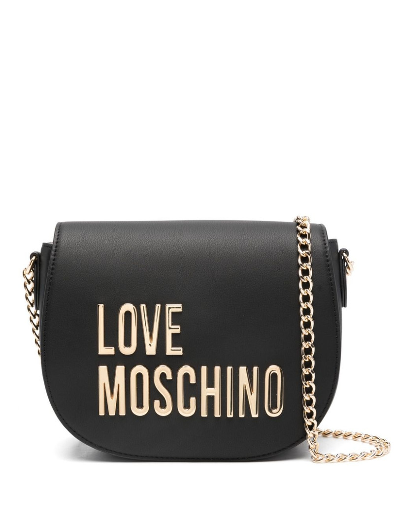 logo-lettering faux-leather crossbody bag 1
