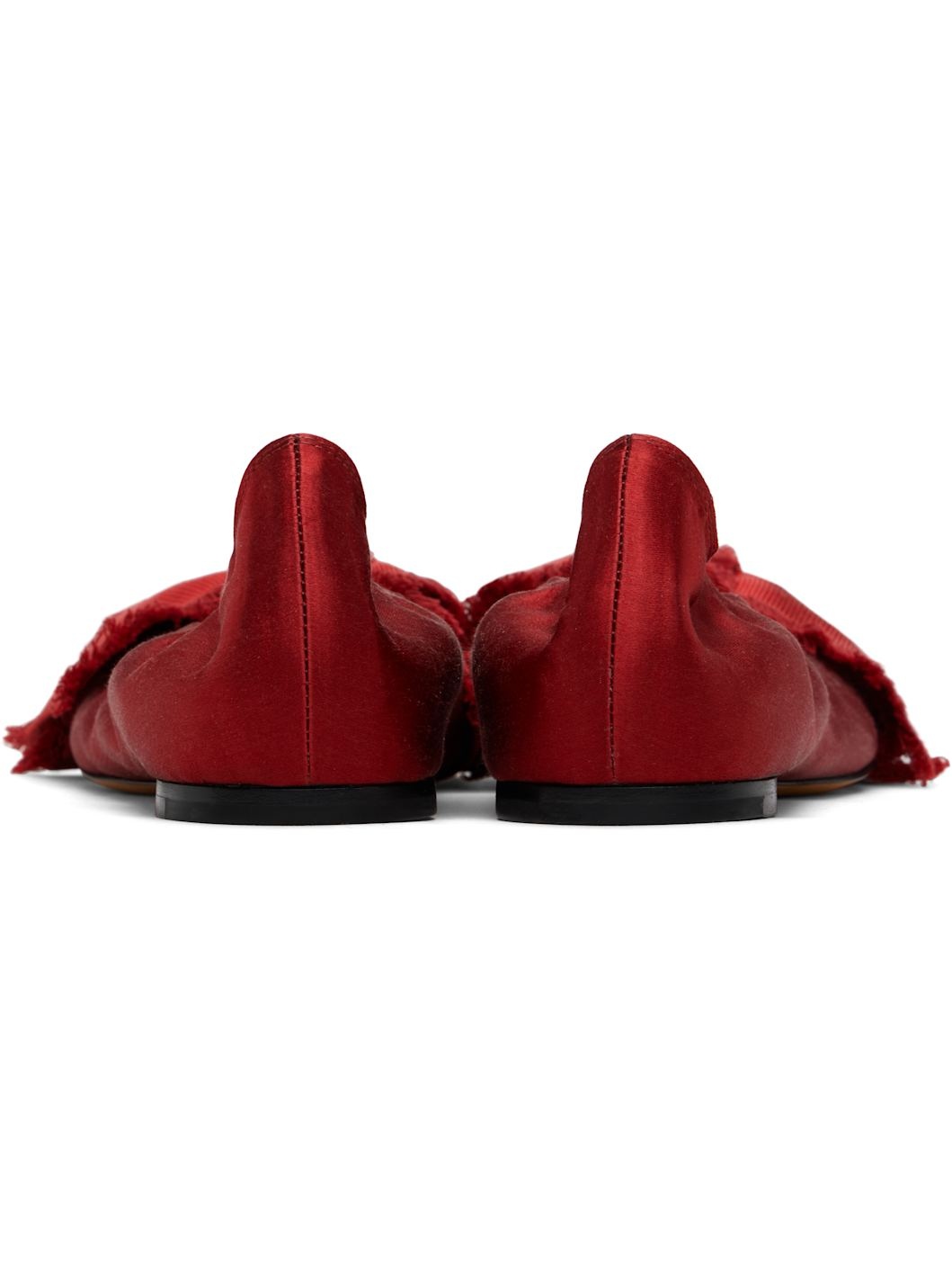 Red Satin Bow Ballerina Flats - 2