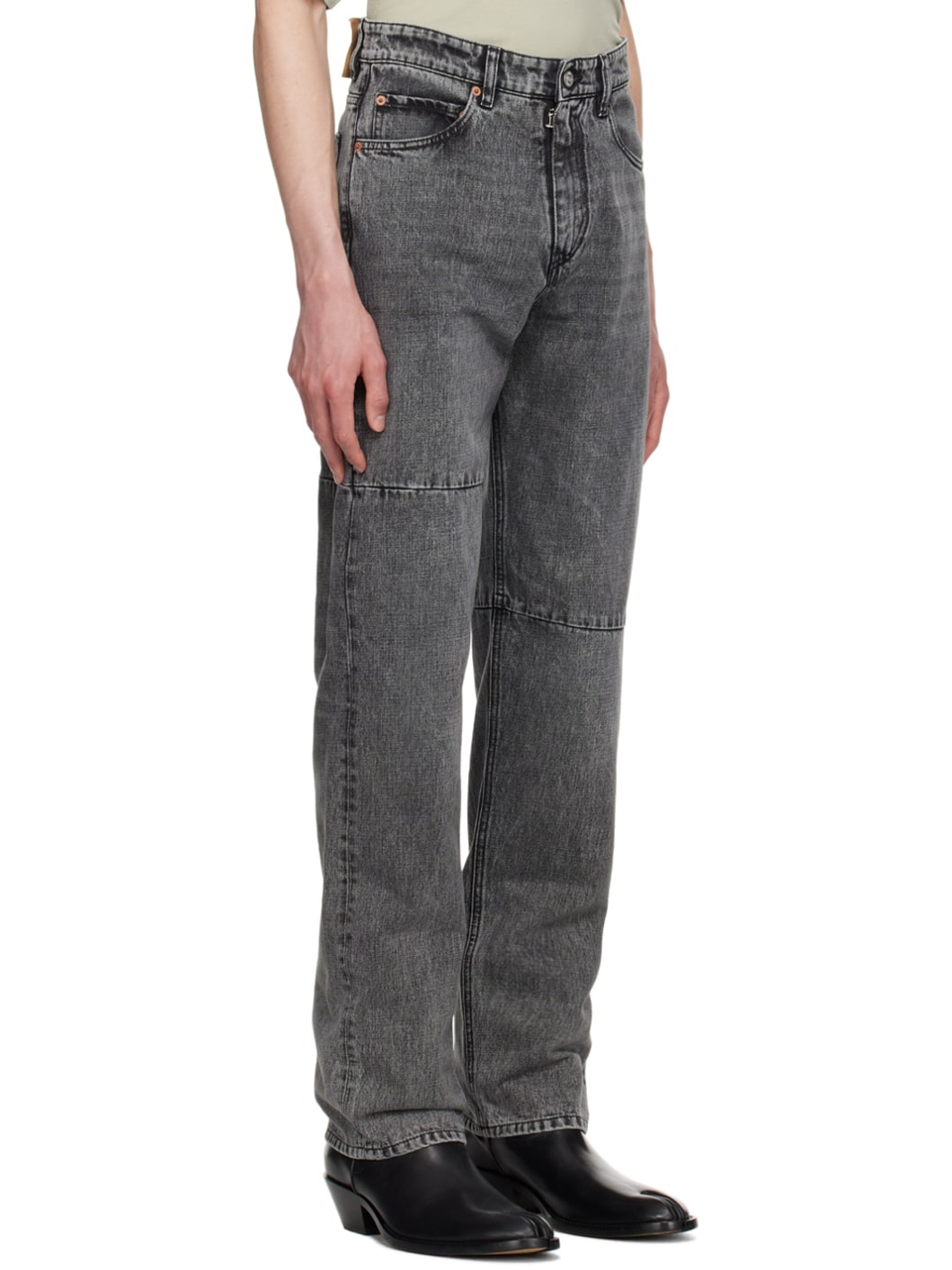 Gray Paneled Jeans - 2