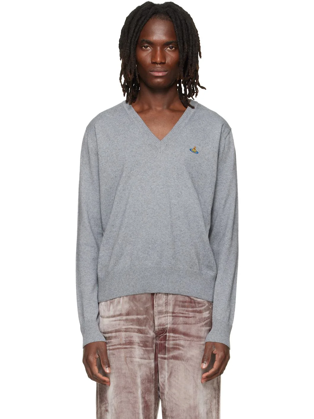 Gray Mark V-Neck Sweater - 1