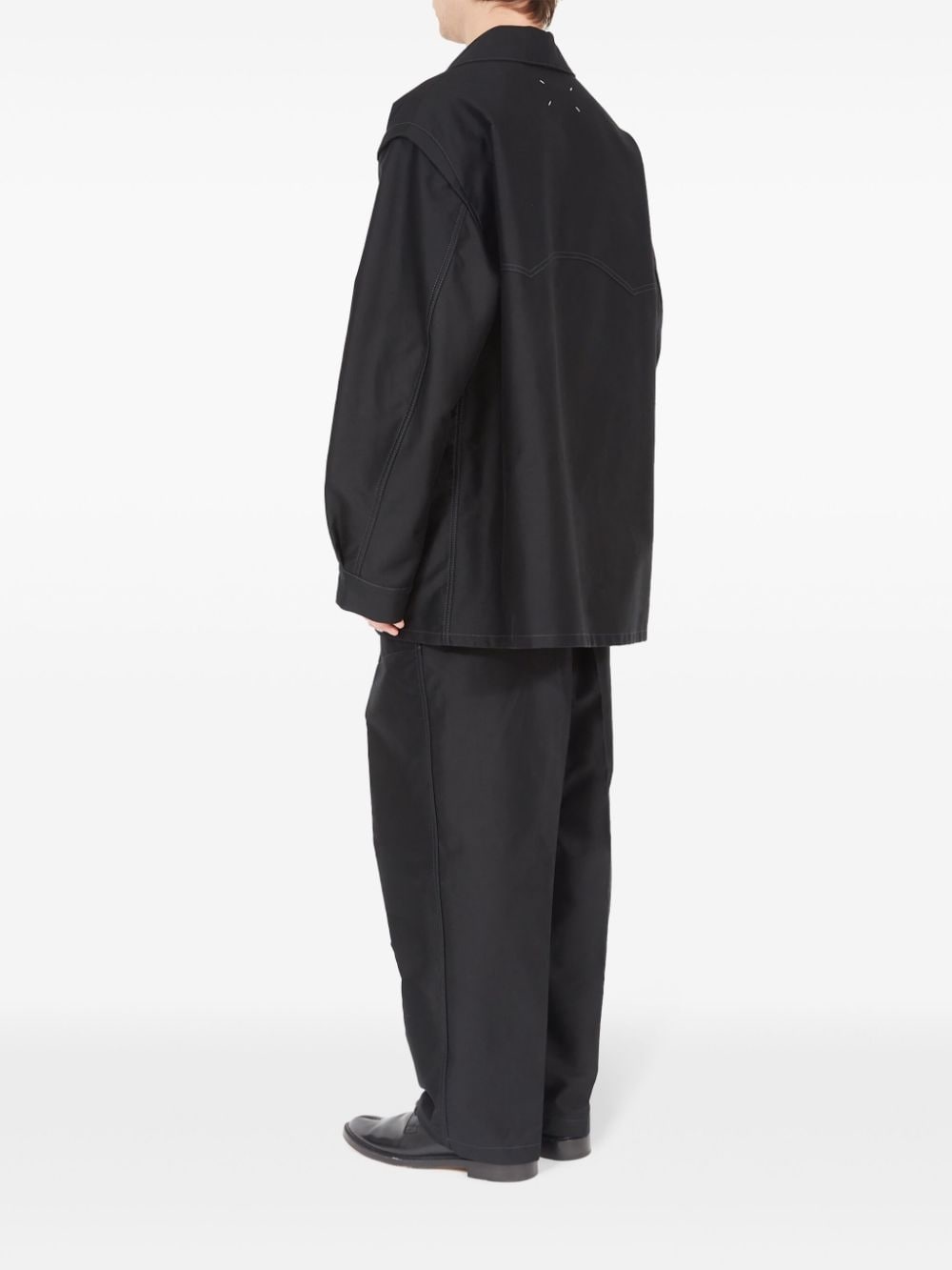 satin cotton pointed-collar shirt - 5