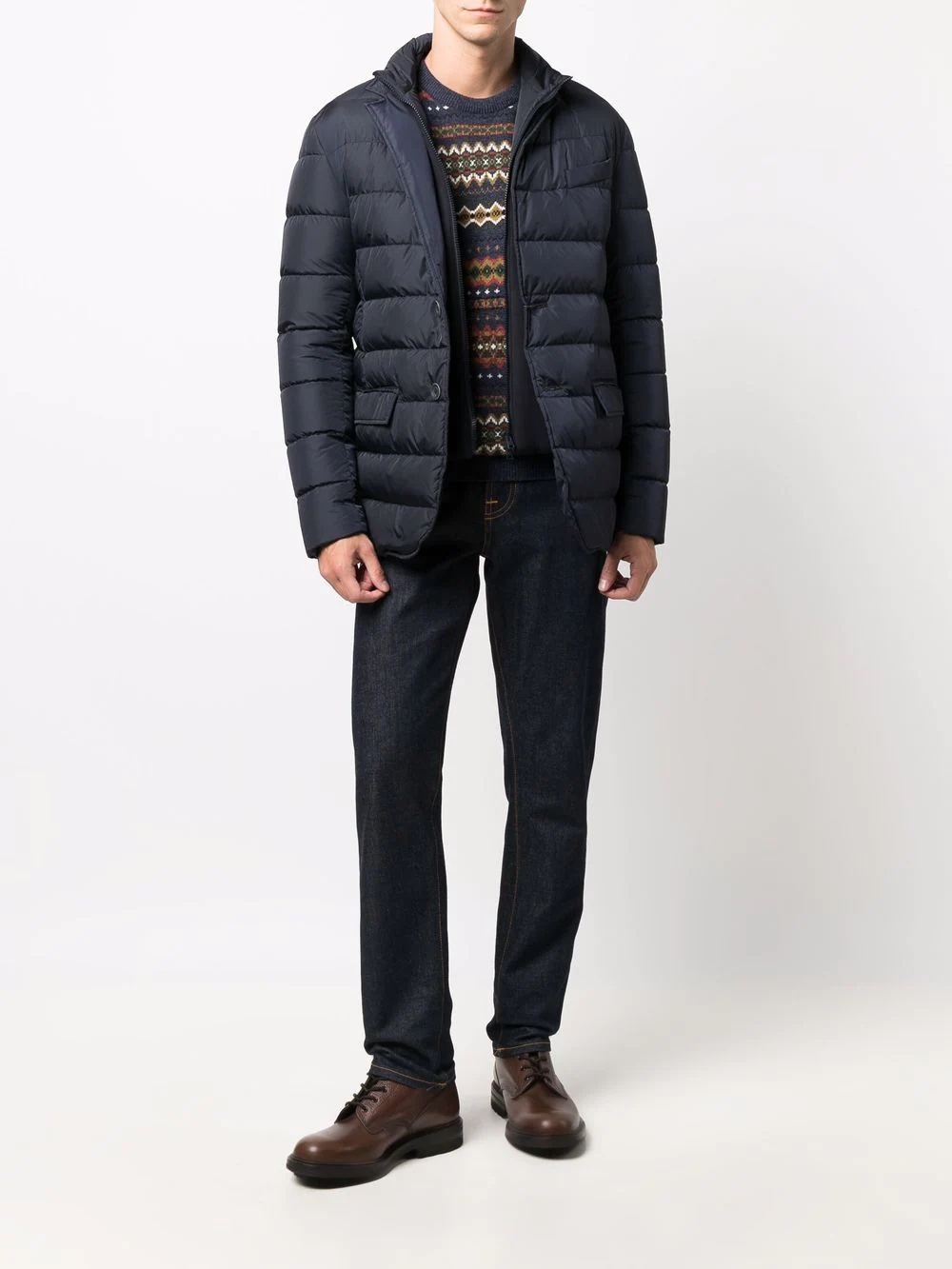 padded button-up down jacket - 2