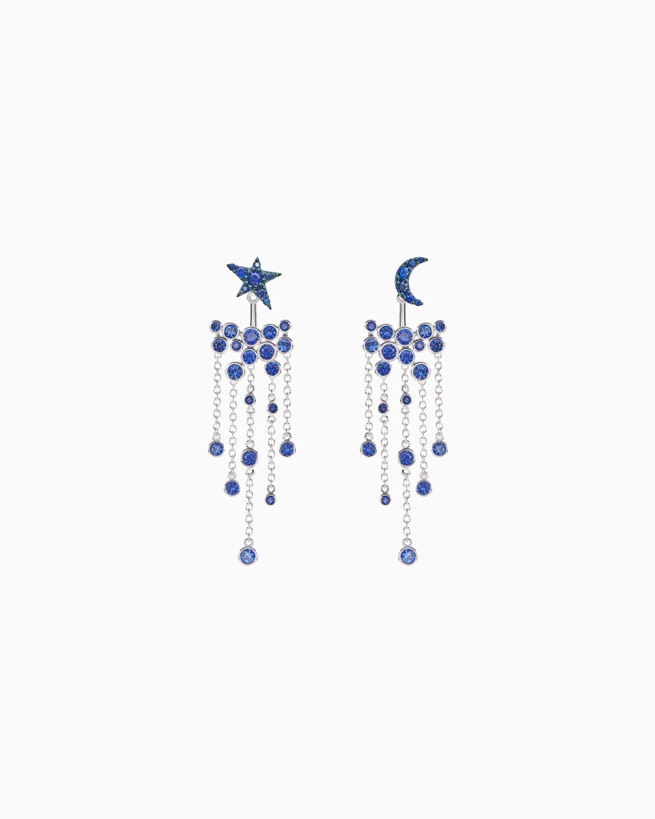 18K WHITE-GOLD, SAPPHIRE FIRMAMENTO EARRINGS - 1