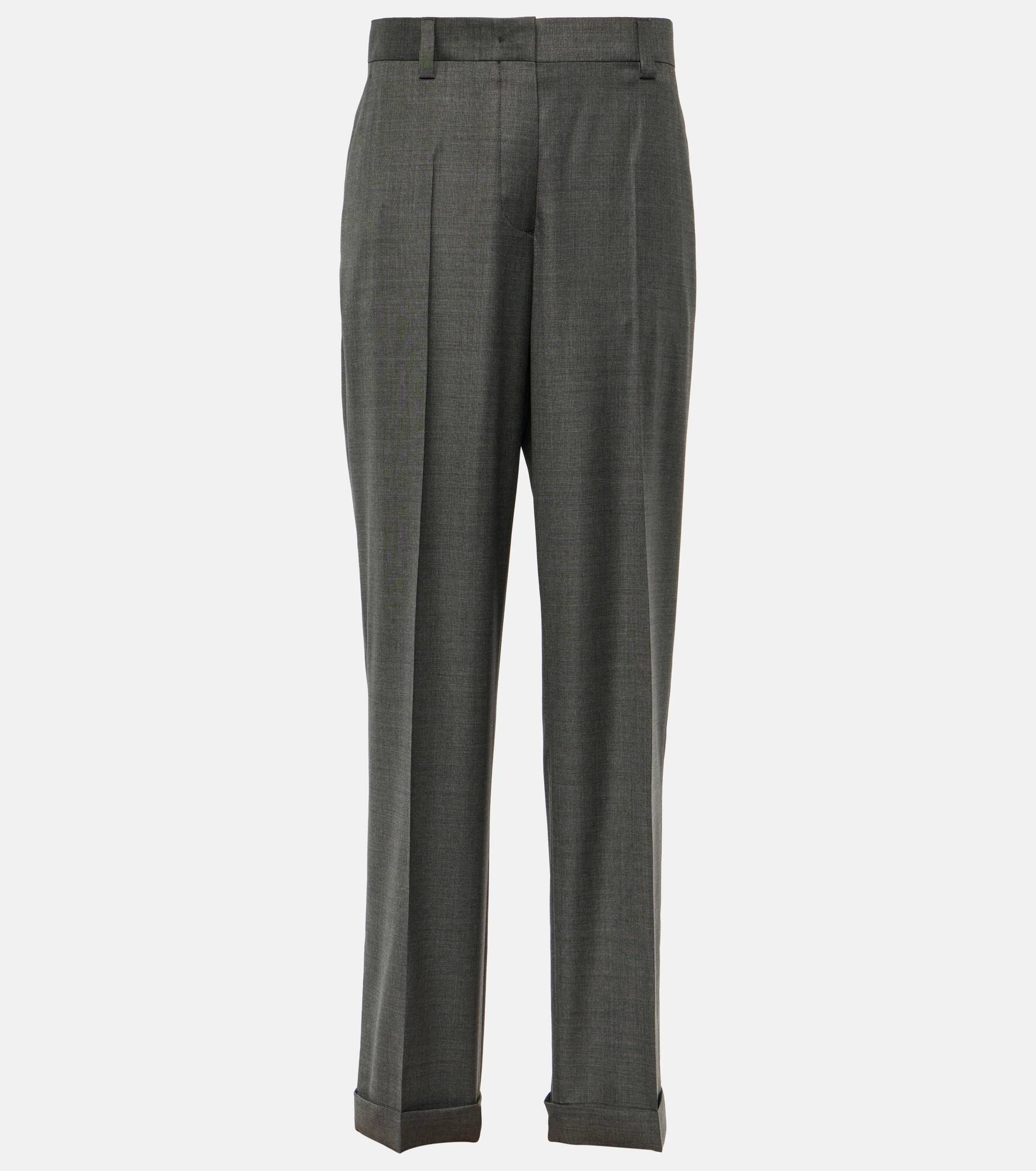 Low-rise wool straight pants - 1