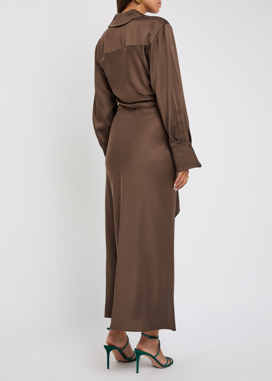 Simkhai Talita Wrap-effect Draped Satin Midi Dress - 3