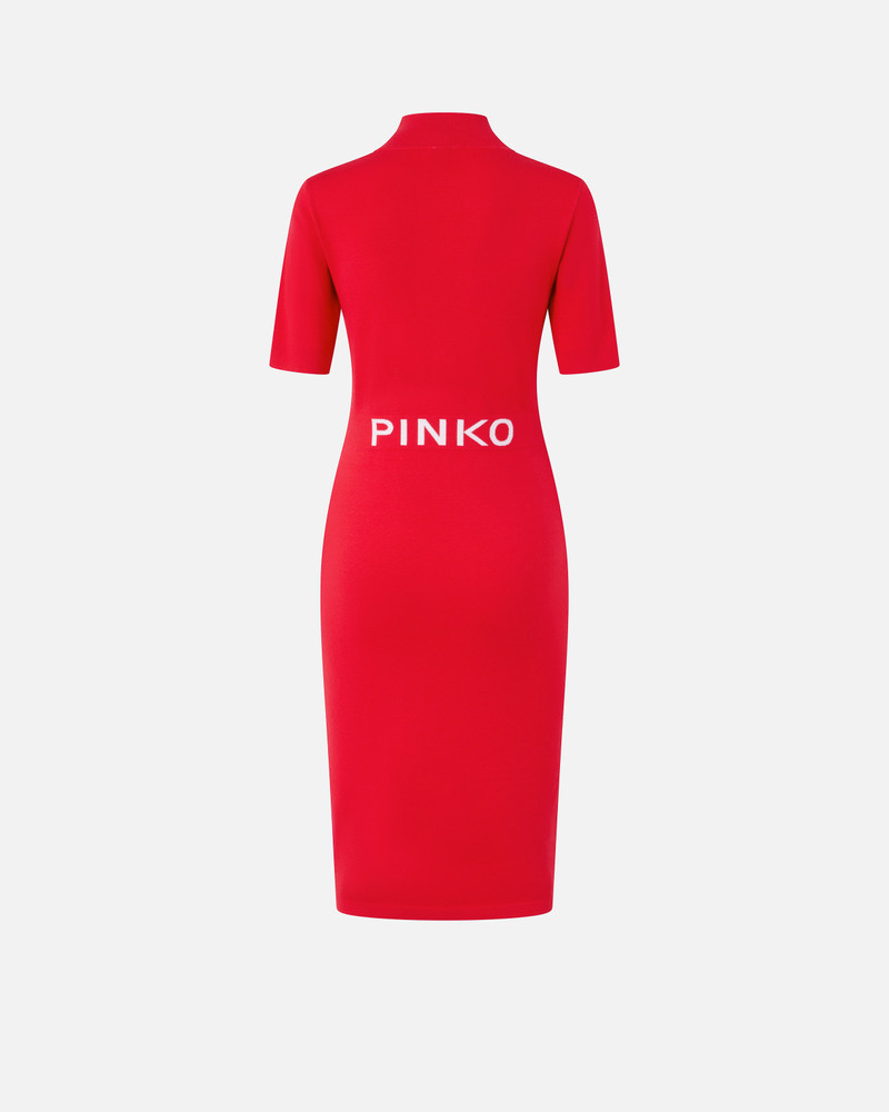 PINKO KNITTED MIDI DRESS WITH PINKO LOGO | REVERSIBLE