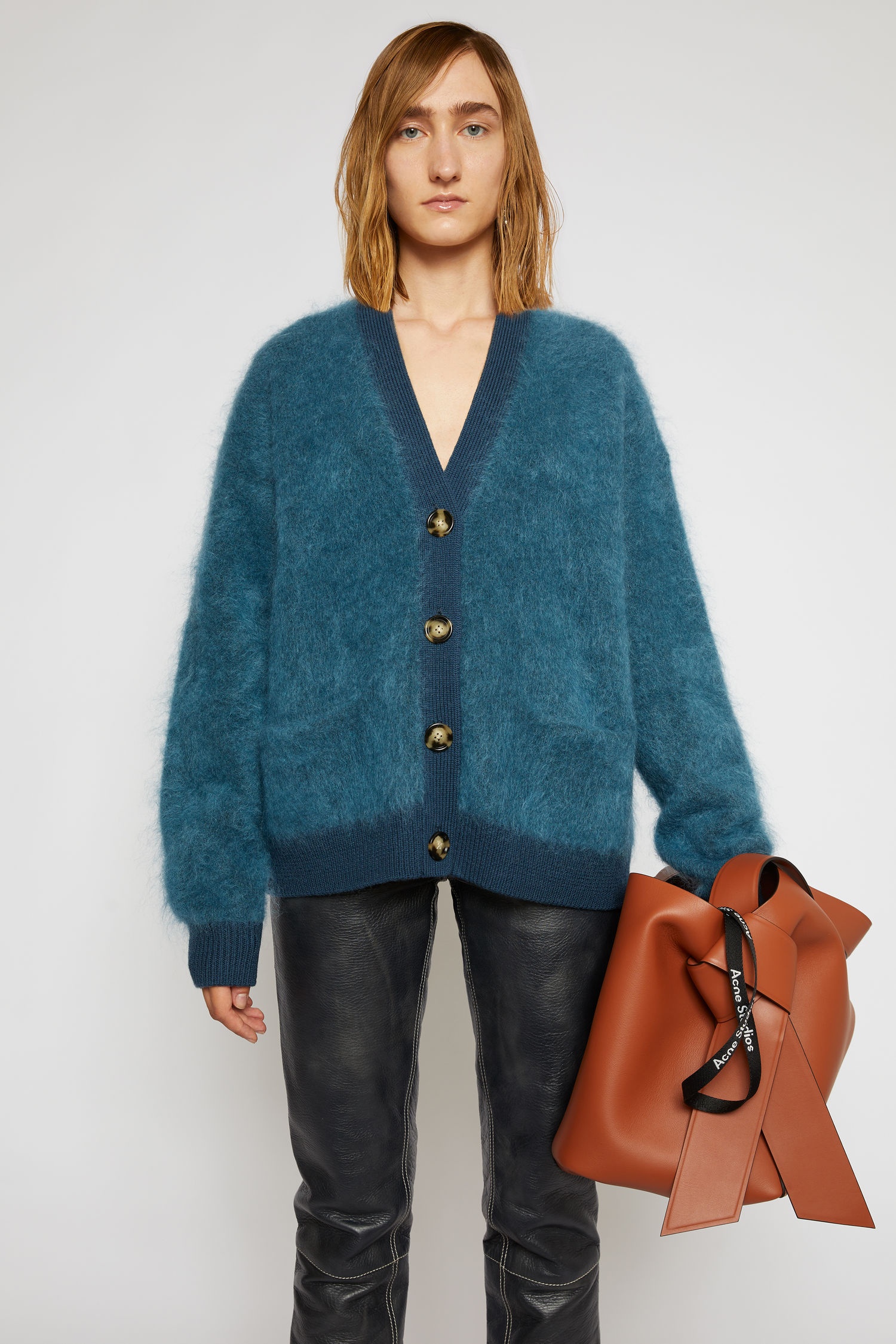 Mohair-blend cardigan teal blue - 2