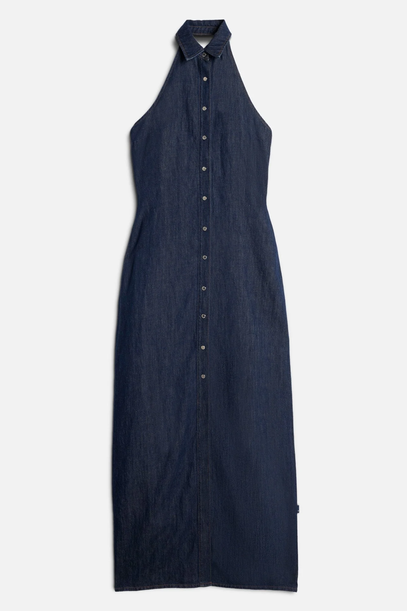 HALTER MAXI DRESS in Indigo Linen Blossom - 1