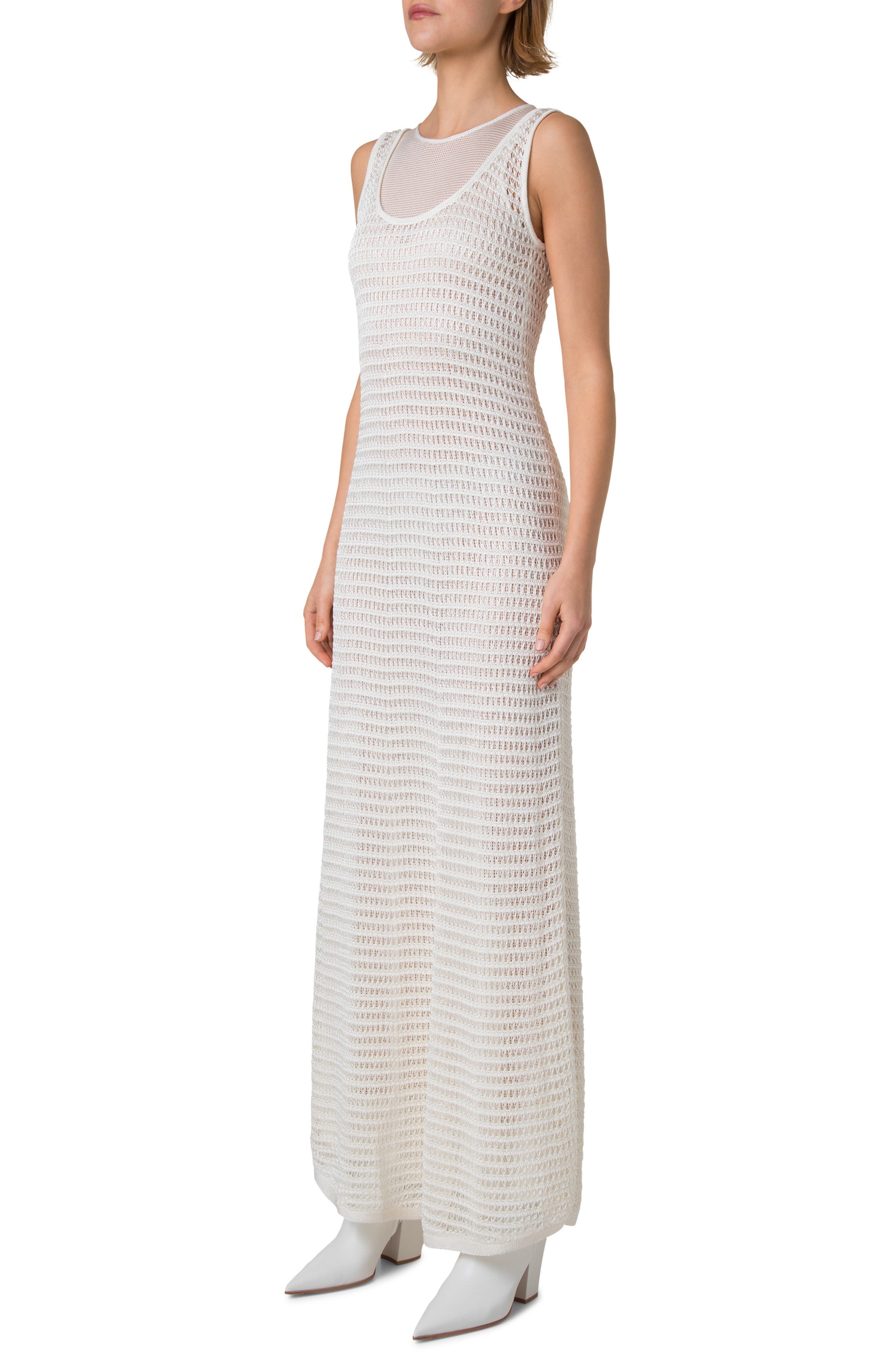 Akris Sleeveless Crochet & Knit Sweater Dress in Ecru at Nordstrom - 3