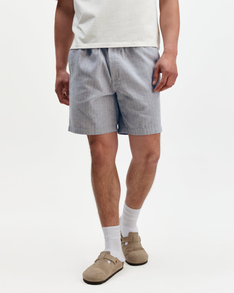 Wax London Kurt - Light Blue Herringbone Cotton Shorts outlook