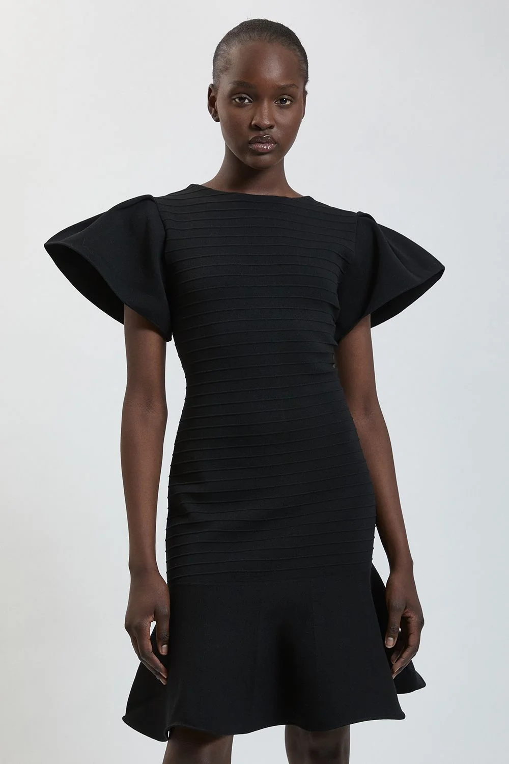 Ruffle Detail Viscose Knitted Mini Dress - 1