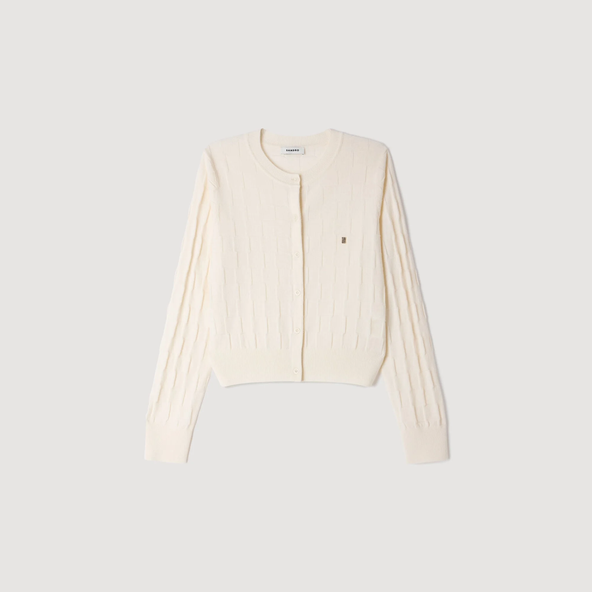 CROPPED CHECK STITCH CARDIGAN - 1