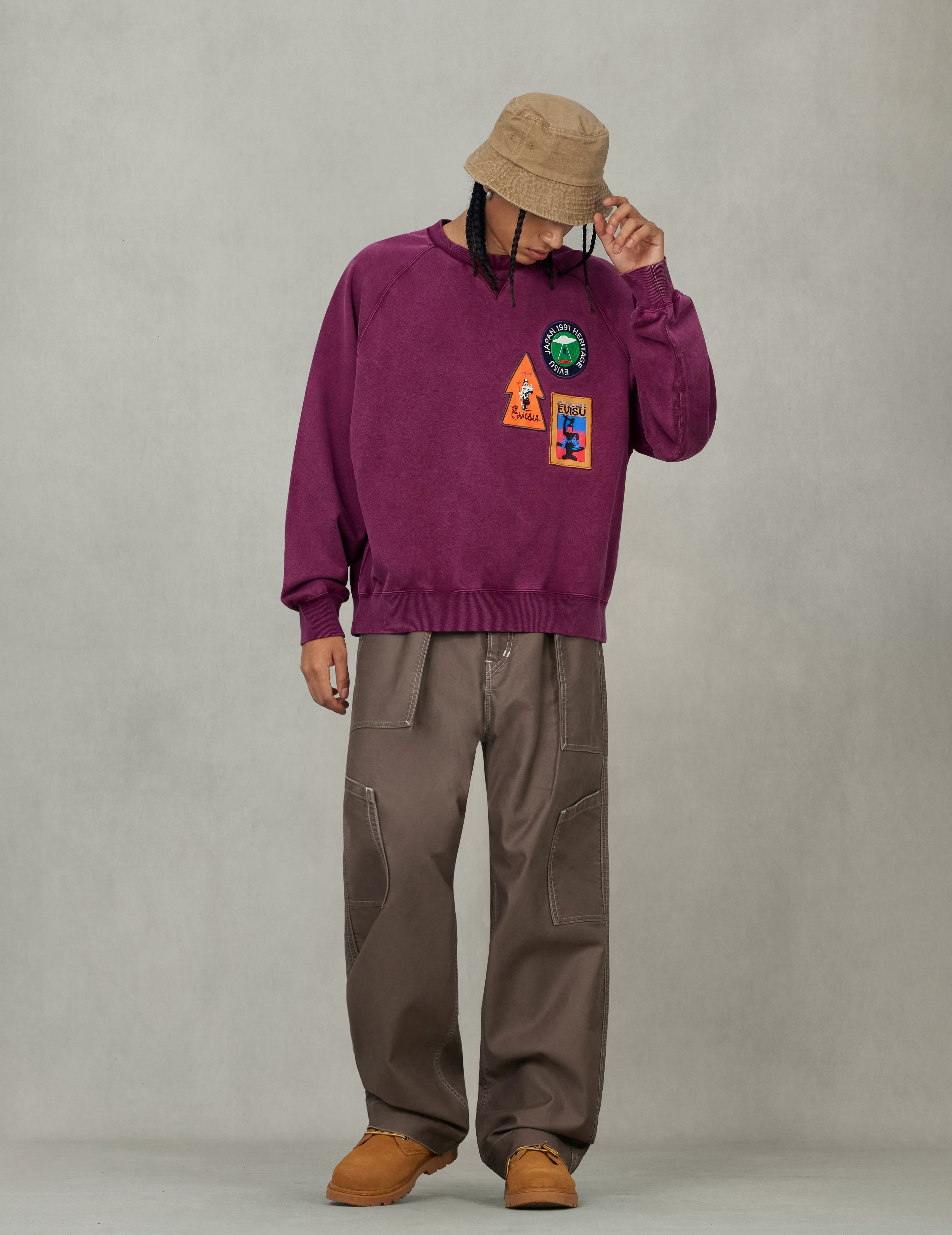 American "Ebisu" Patch and Seagull Embroidery Relax Fit Sweatshirt - 5