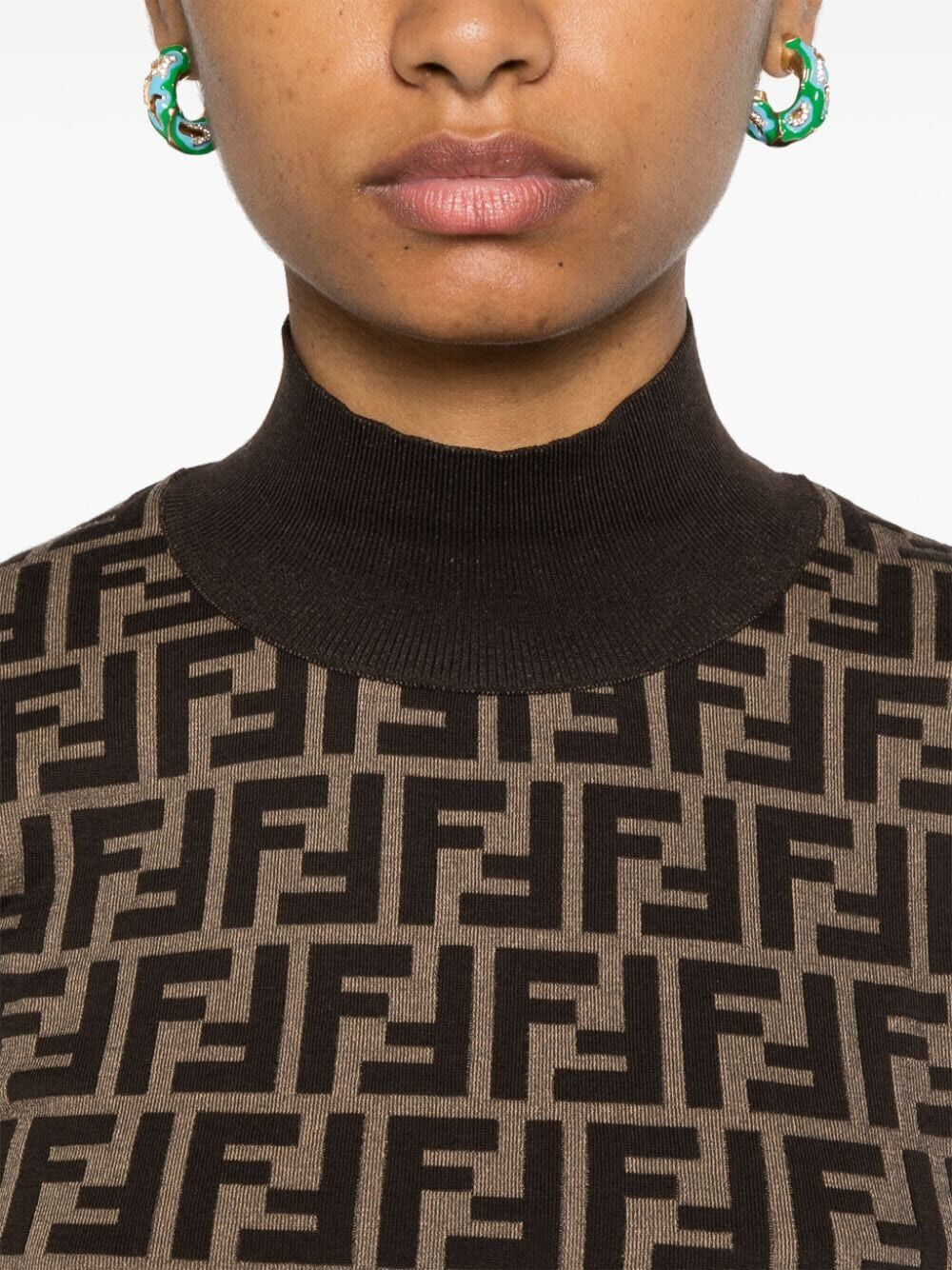 Fendi Women Maglia In Cotone Ff Marrone - 3