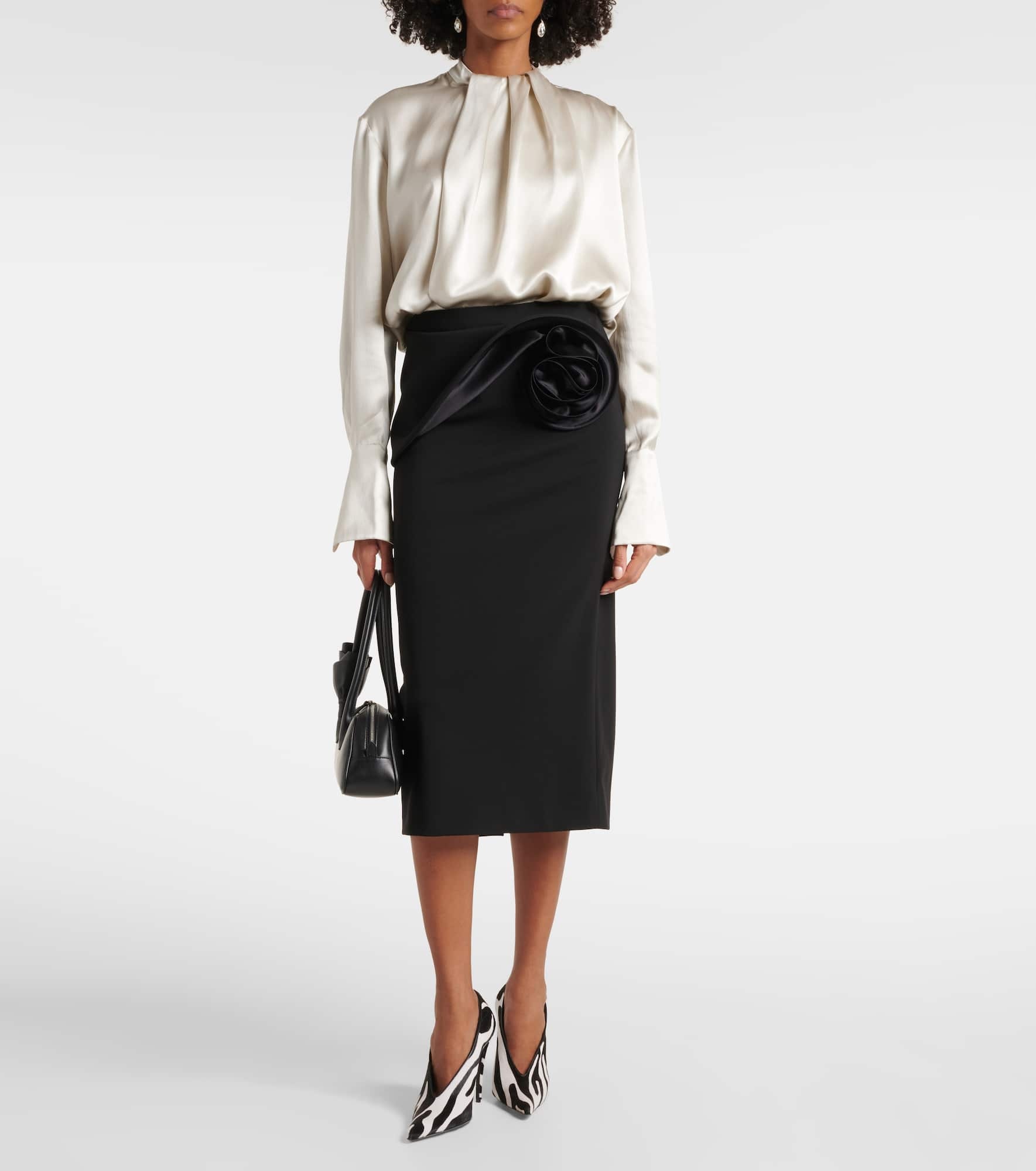 Floral-appliqué midi skirt - 2