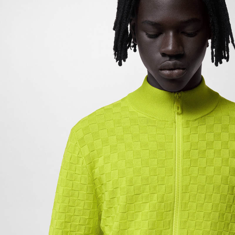 Damier Wool Zip-Through Cardigan 4