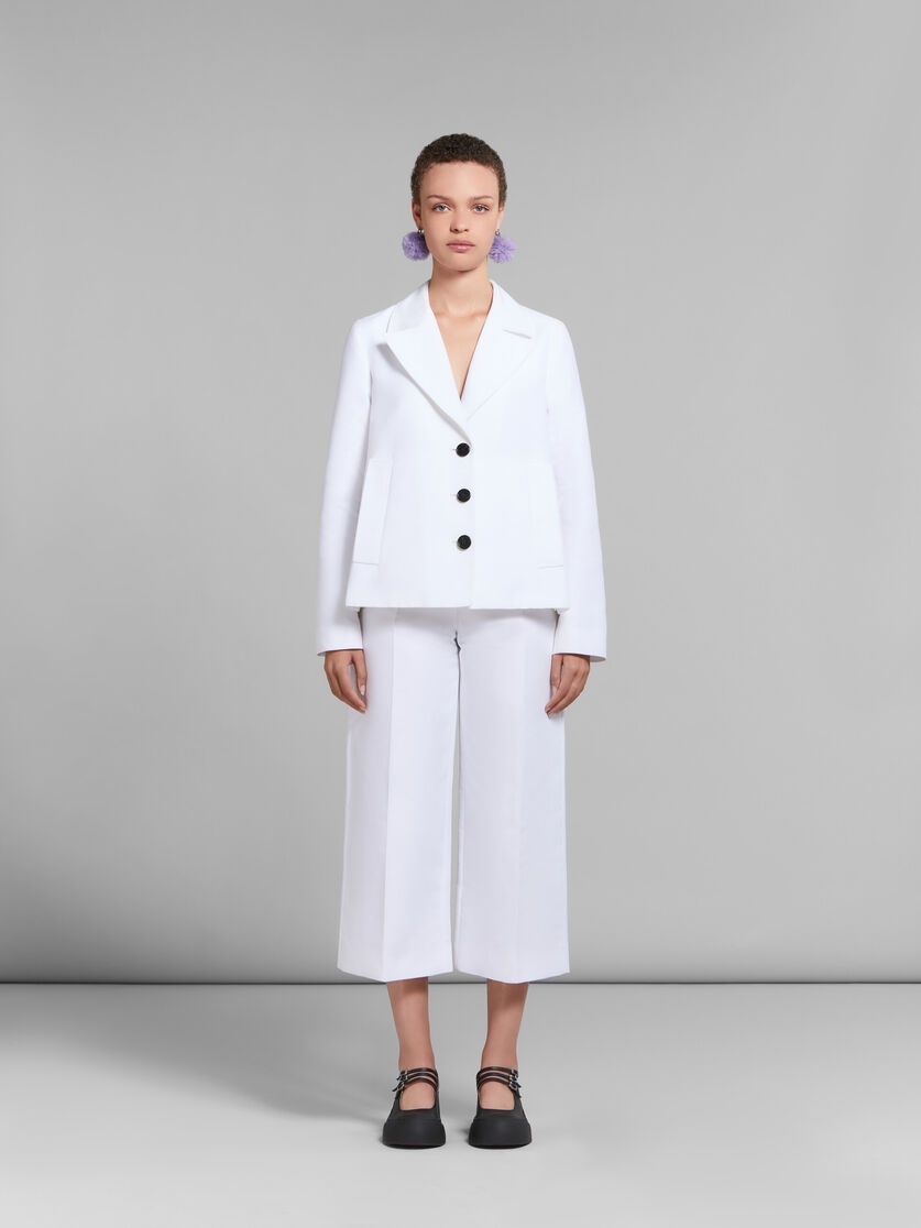 WHITE A-LINE CADY JACKET WITH BACK PLEAT - 2