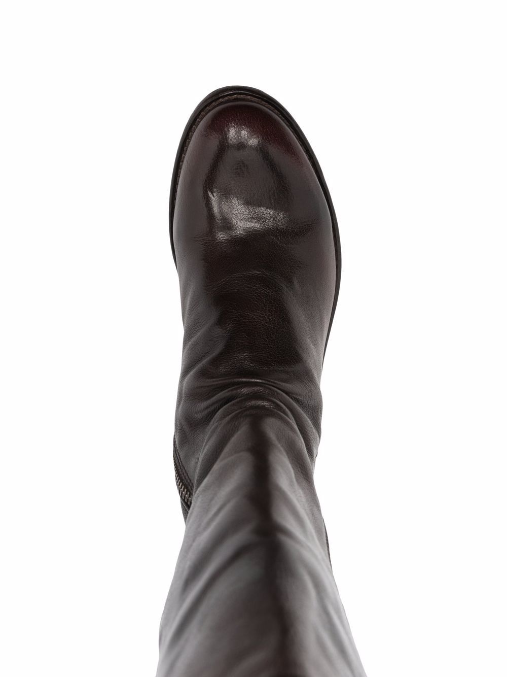 ruched-detailing zip-up leather boots - 4