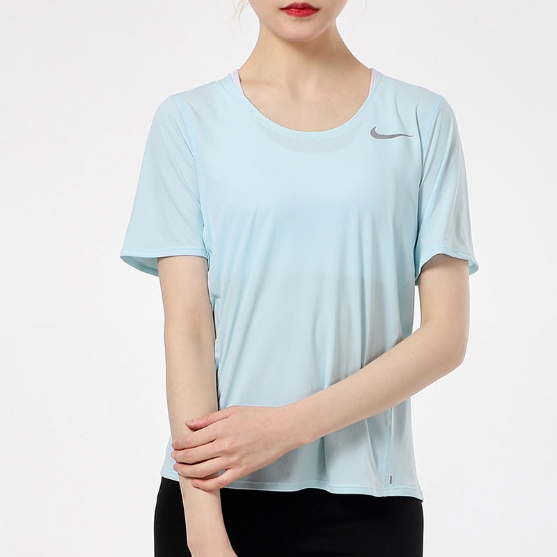 (WMNS) Nike Dri-FIT Training Sports Quick Dry Short Sleeve Blue CJ9445-474 - 3