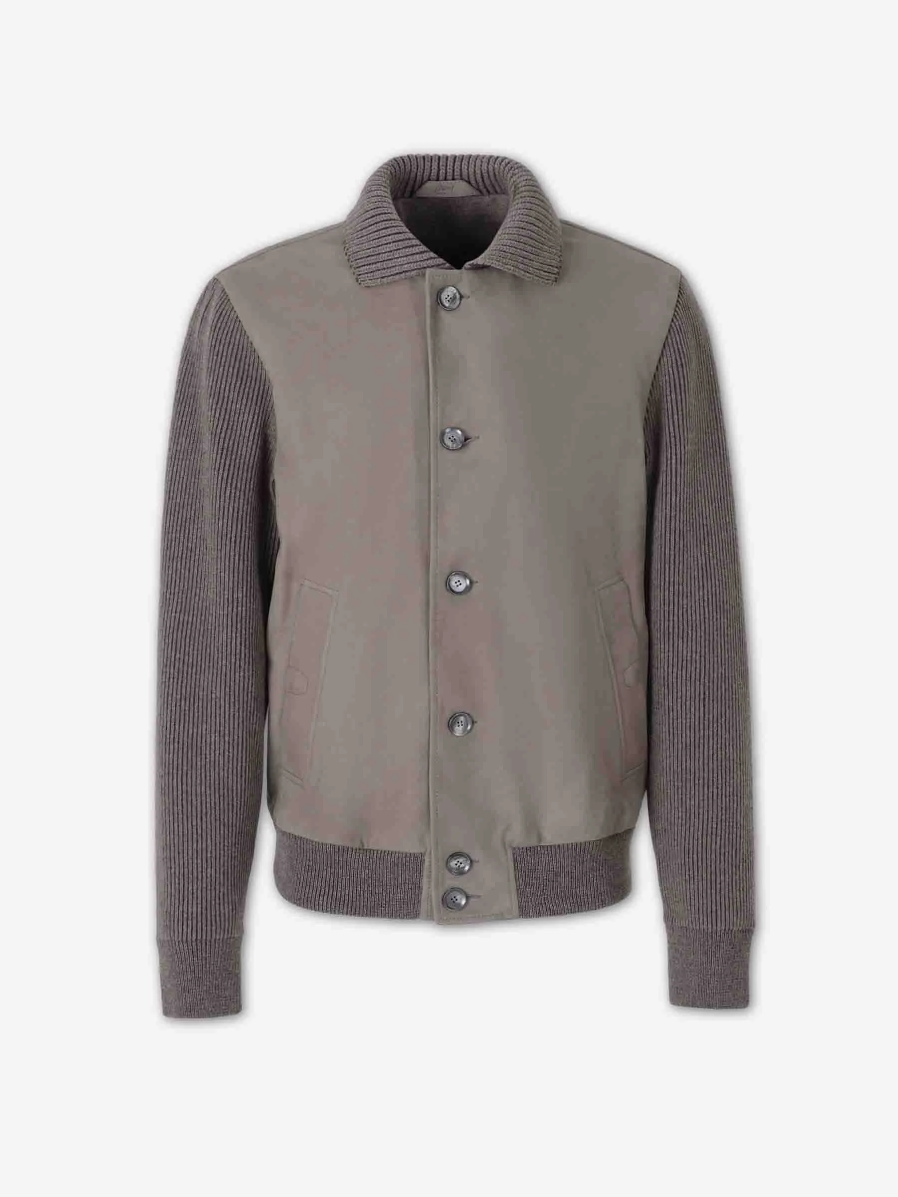 KNIT LEATHER JACKET - 1